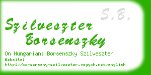 szilveszter borsenszky business card